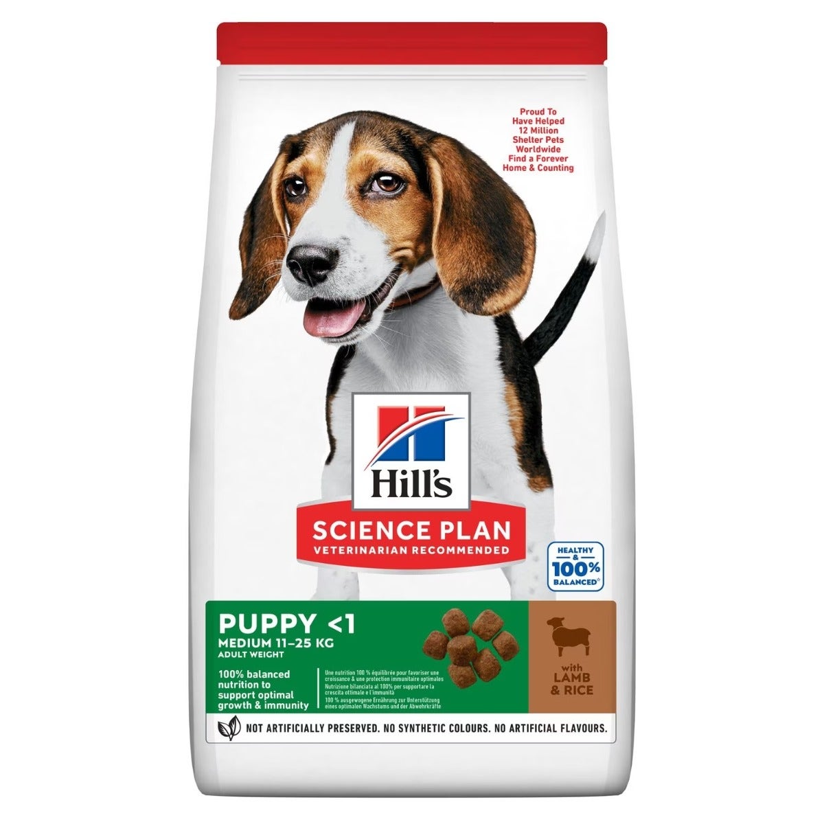 Hill's Science Plan Medium Puppy Croquettes à l'agneau et au riz pour chiots de taille moyenne, sac de 12 kg