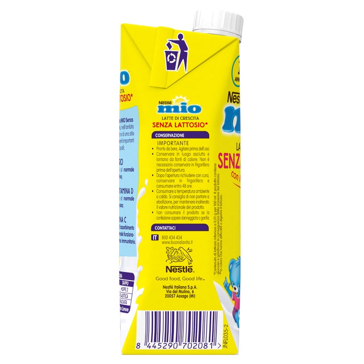 Nestlé Mio Latte Di Crescita Senza Lattosio Liquido Brick 500ml