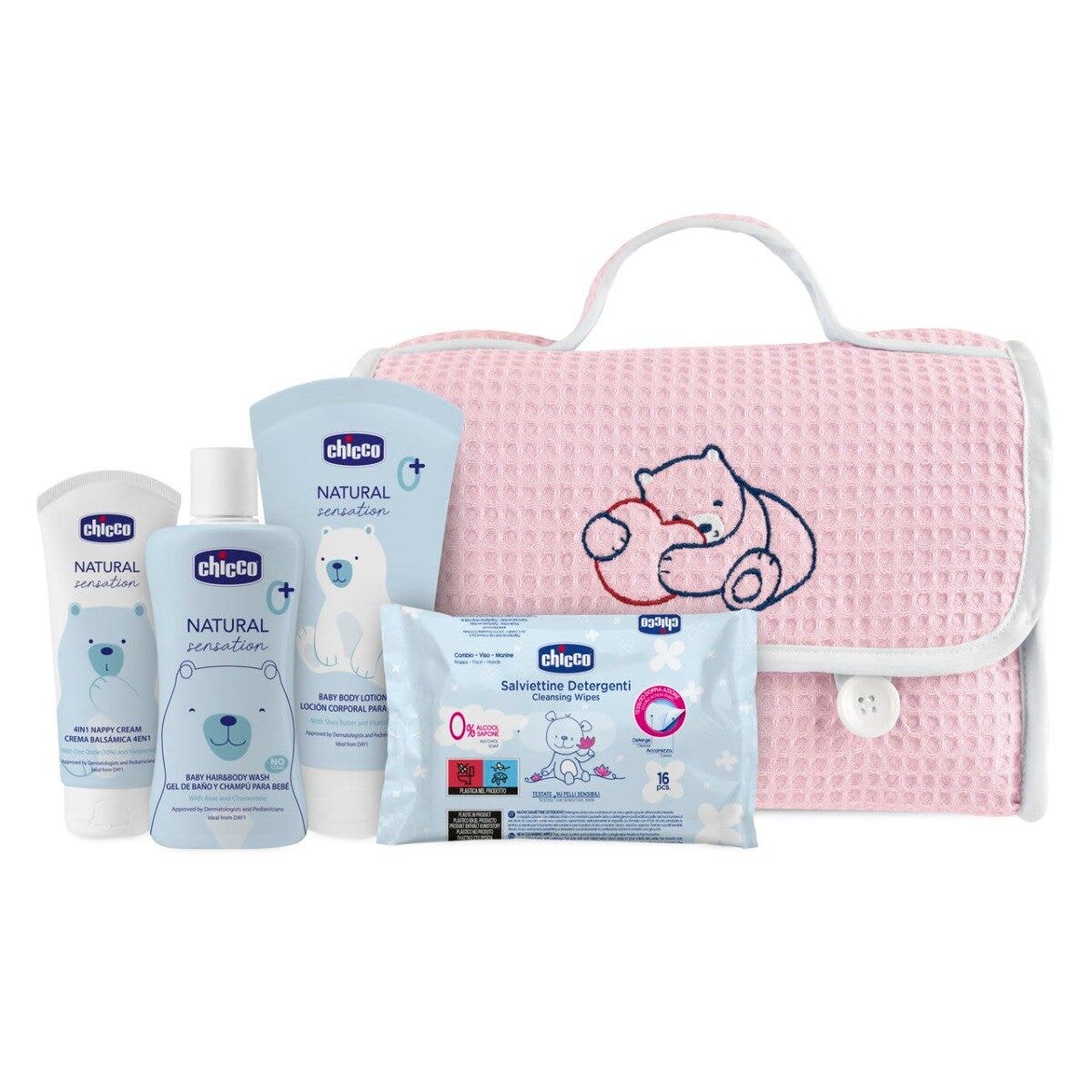Chicco Natural Sensation Beauty Rosa Detergente Corpo&Capelli + Crema Corpo + Pasta Lenitiva + Salviette
