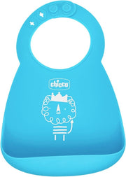 Chicco Bavoir en silicone Easy Roll, couleur bleu clair, 6 mois+