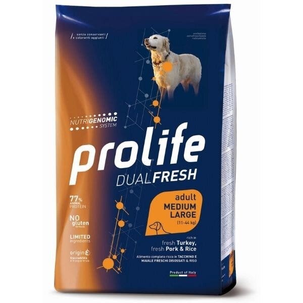 Prolife Dog Dual Fresh Adult Medium/Large Dinde, porc et riz 2,5 kg