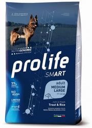 Prolife Dog Smart Trout & Rice Croquettes pour chiens adultes de taille moyenne/grande, sac de 12 kg