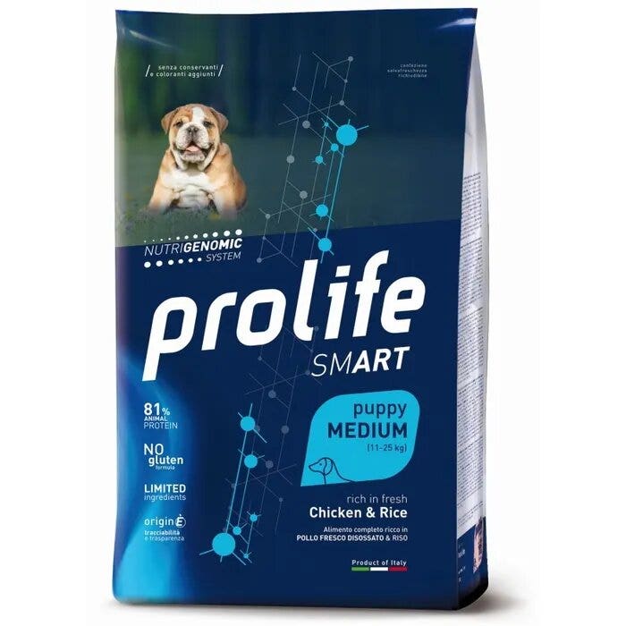 Prolife Dog Smart Poulet & Riz Nourriture sèche pour chiots de taille moyenne Sac de 10 kg
