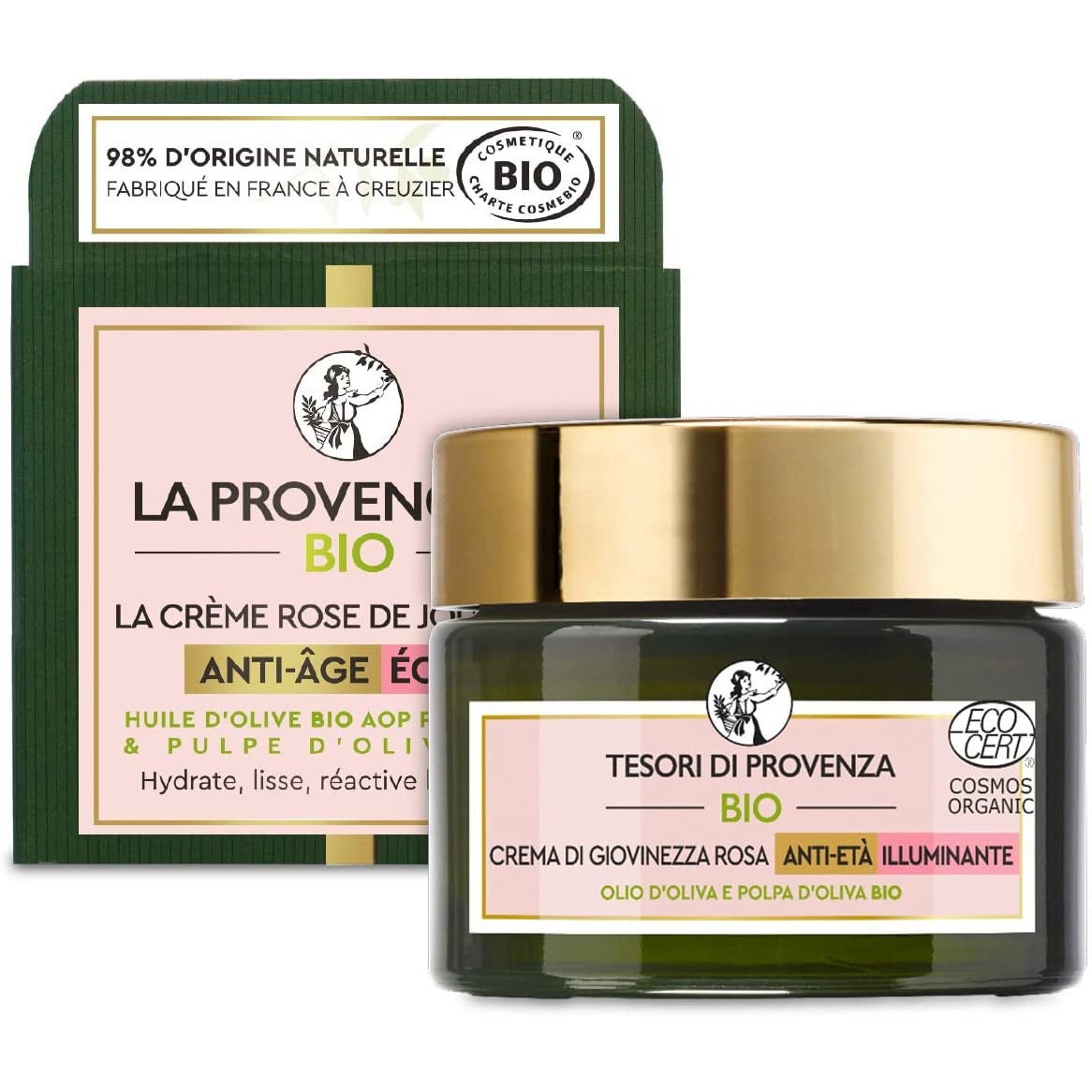 Tesori Di Provenza Crème Visage Jeunesse Rose Anti-Âge Éclaircissante 50 ml