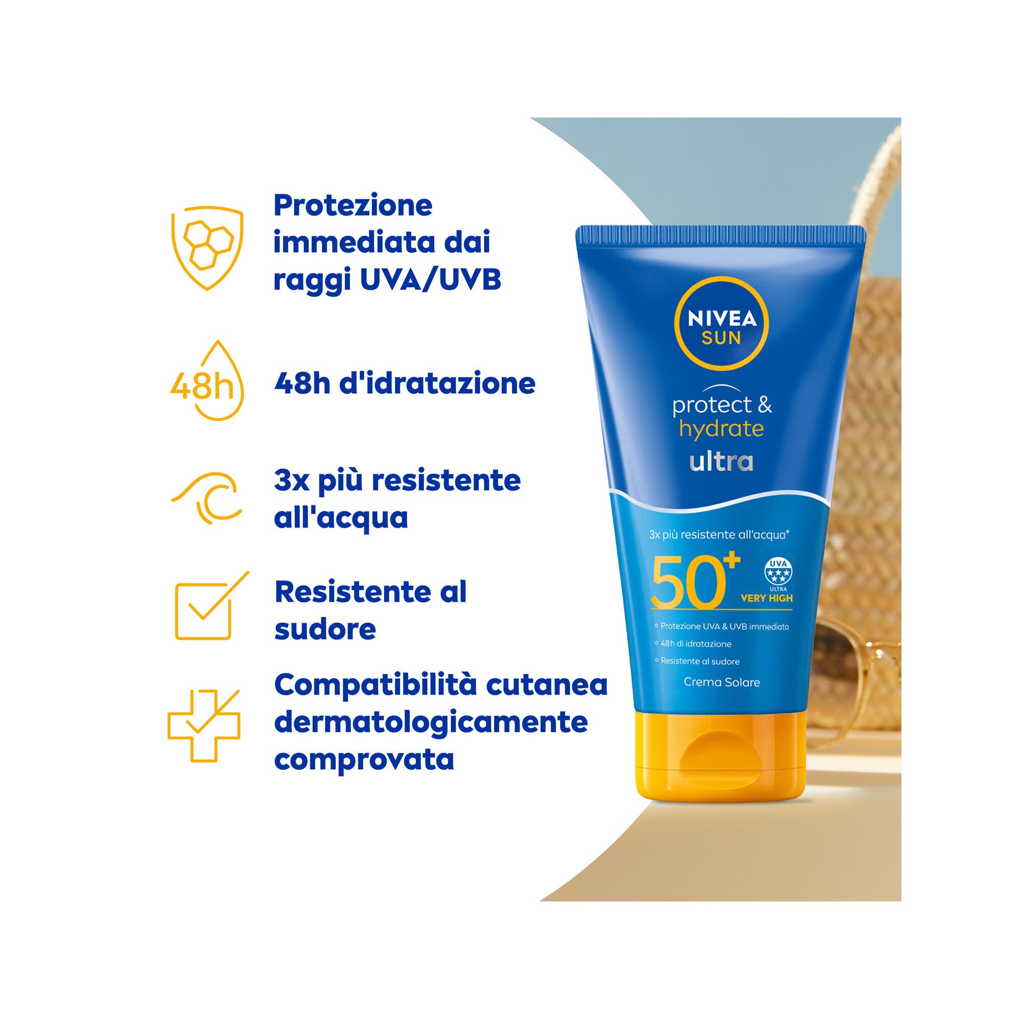 Nivea Sun Lait Solaire Protect & Hydrate Ultra SPF 50+ Crème Solaire Résistante à l'Eau 200 ml