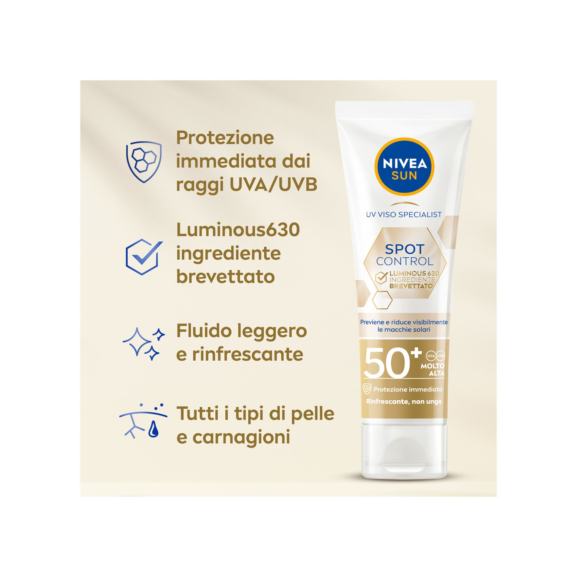 Nivea Sun Crema Viso Solare Anti-macchie Luminous630 Fp50+ 40ml