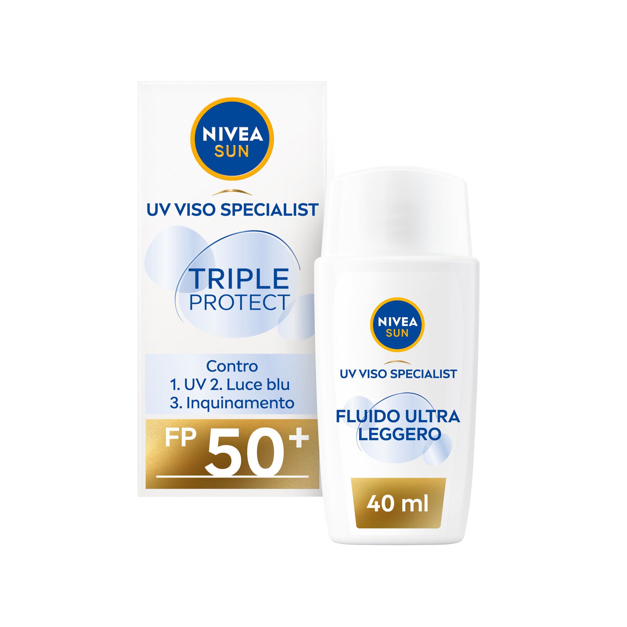 Nivea Sun Crème solaire visage Triple Protection SPF 50+ Fluide ultra-léger 40 ml