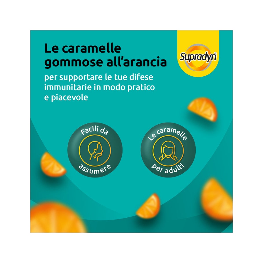 Supradyn Difese Gummy Complément alimentaire pour le système immunitaire : vitamine C, vitamine D et zinc, 60 bonbons