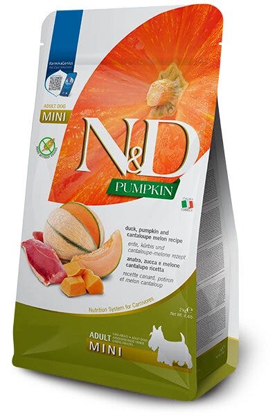 Farmina N&D Pumpkin Canard, potiron et melon pour chiens adultes, format mini, 2 kg