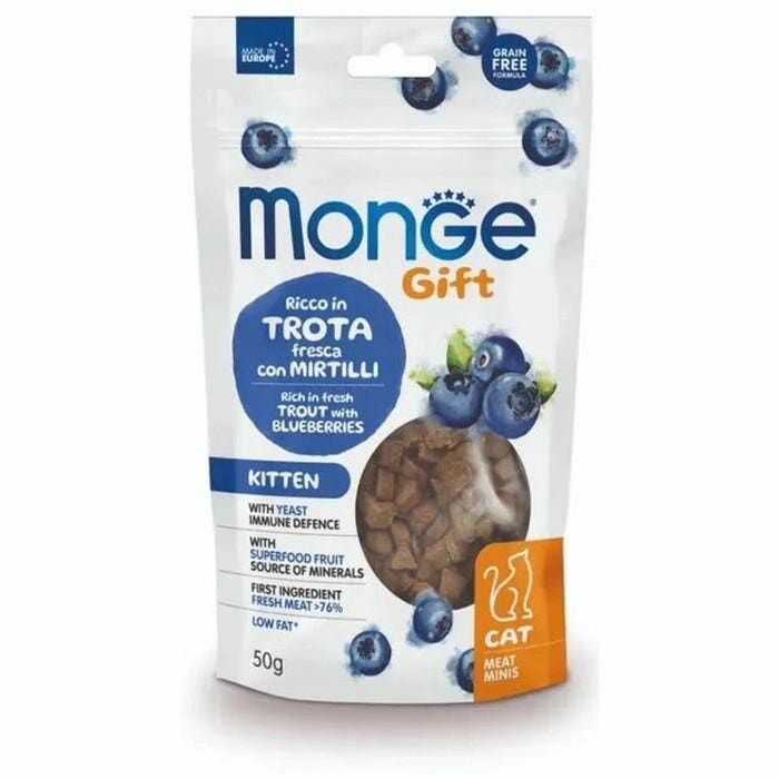 Monge Meat Minis Snack pour chatons Truite fraîche aux myrtilles 50 g