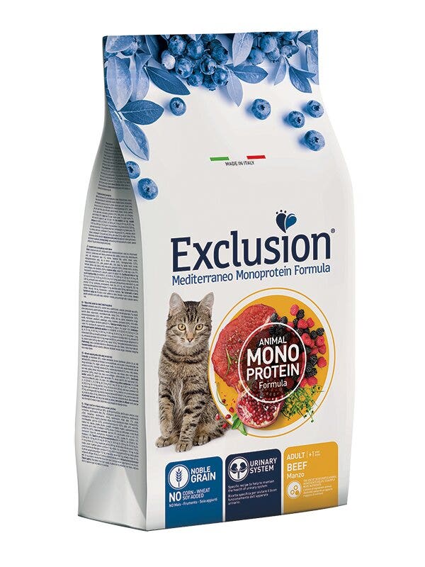 Exclusion Mediterraneo Monoprotein Noble Grain Adult Beef Croquettes pour chats 12 kg