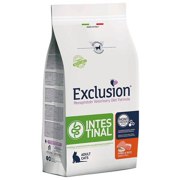 Exclusion Diet Intestinal Cat Porc et Riz Croquettes pour chats 1,5 kg
