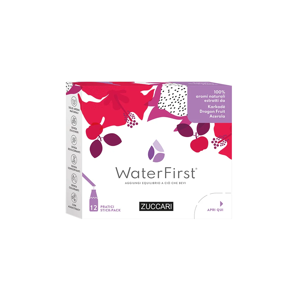 Zuccari WaterFirst Karkadè, Dragon Fruit, Acerola 12 Stick