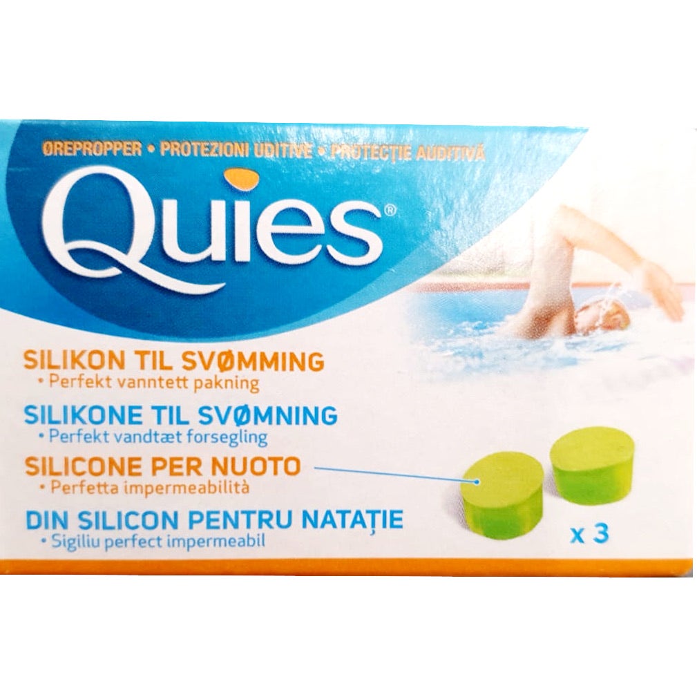 Quies Bouchons d'oreille en silicone pour la natation, 3 paires