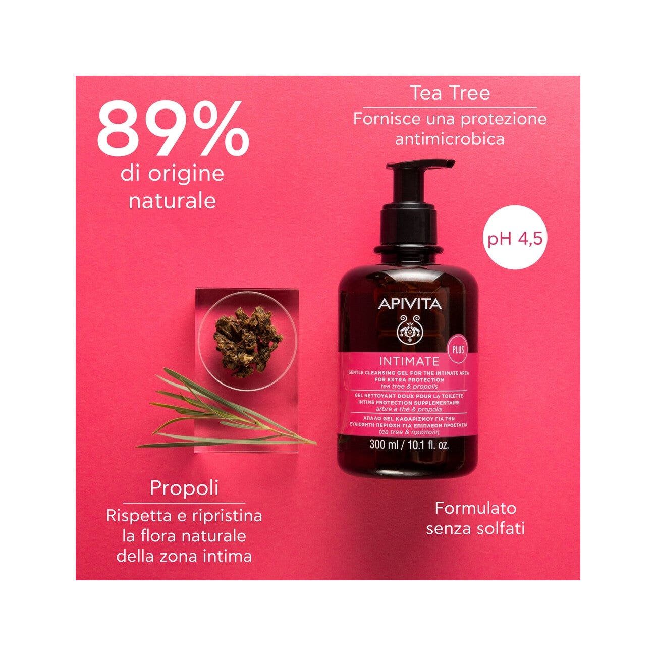 Apivita Intimate Plus Gel Detergente Intimo Extra Protezione 300ml