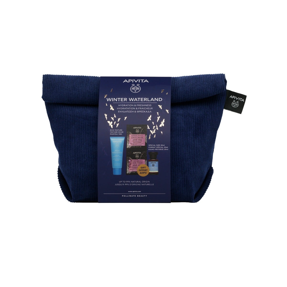 Apivita Coffret Aqua Beelicious Crème Confort Hydratante 40 ml + Tonique Hydratant 20 ml + Masque à l'Argile Rose 2 x 8 ml