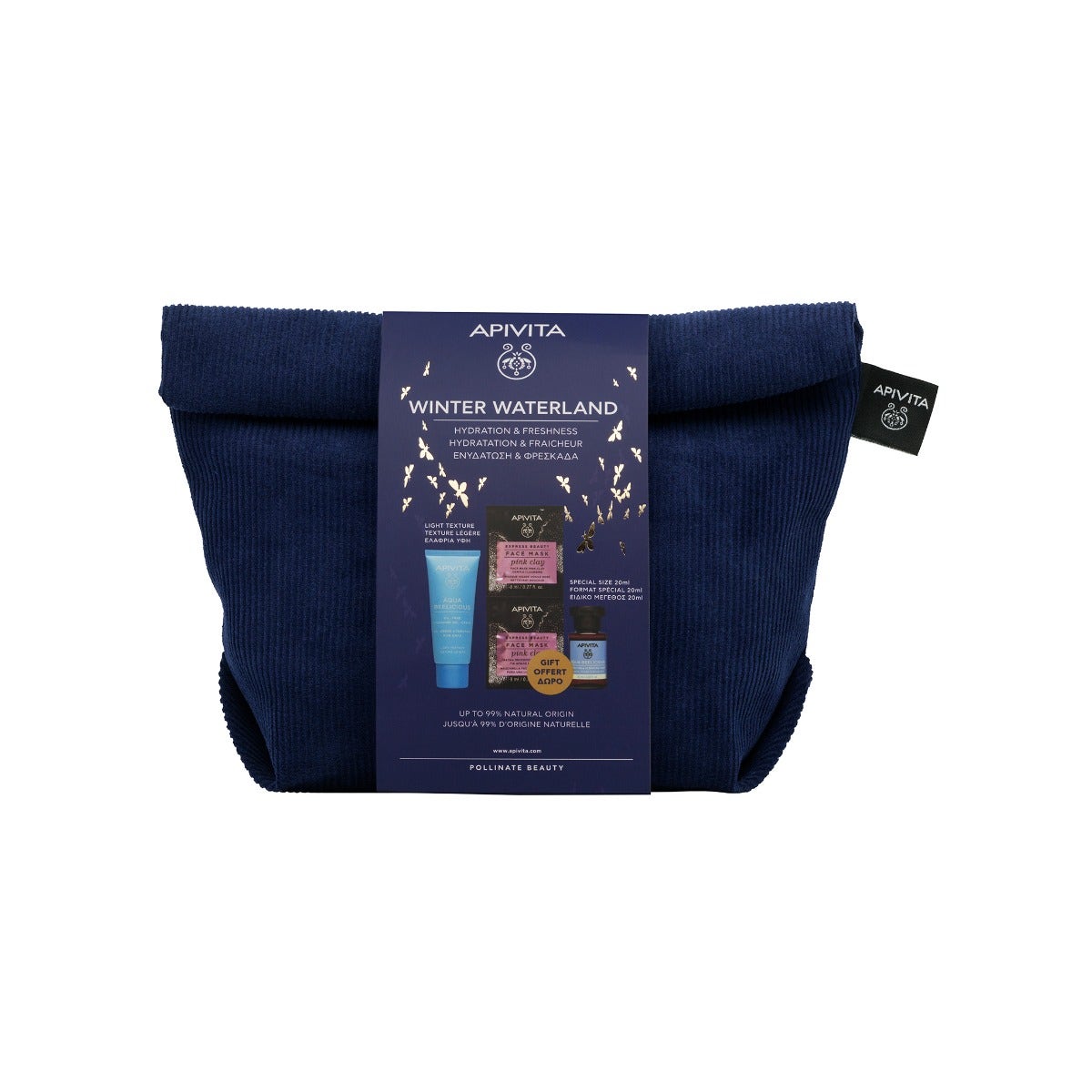 Apivita Cofanetto Aqua Beelicious Gel-Crema Idratante Oil Free 40ml+Tonico Idratante 20ml+Maschera Argilla Rosa 2x8ml