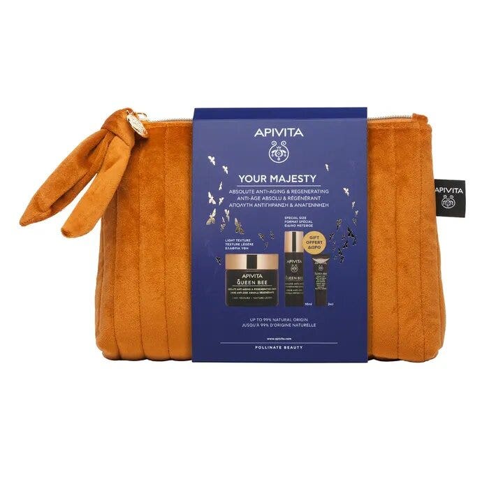 Apivita Cofanetto Queen Bee Crema Anti-età Assoluta Texture Leggera+Siero Anti-età Assoluto 10ml+Contorno Occhi 2ml