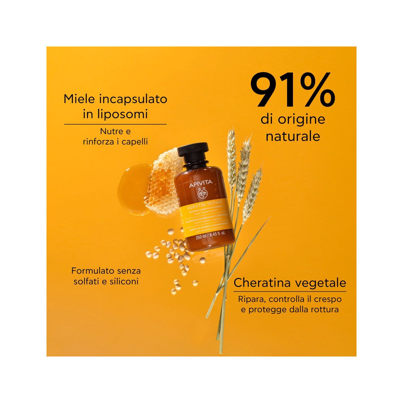 Apivita Keratin Repair Shampoo Nutriente Riparatore 250ml