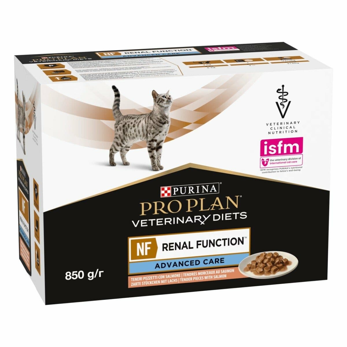 Purina Pro Plan Veterinary Diets NF Renal Function St/Ox Nourriture humide au saumon pour chats adultes 10 x 85 g