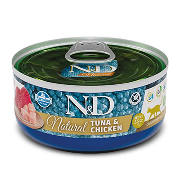 Farmina N&D Natural Thon et Poulet Nourriture humide pour chats adultes Boîte de 140 g