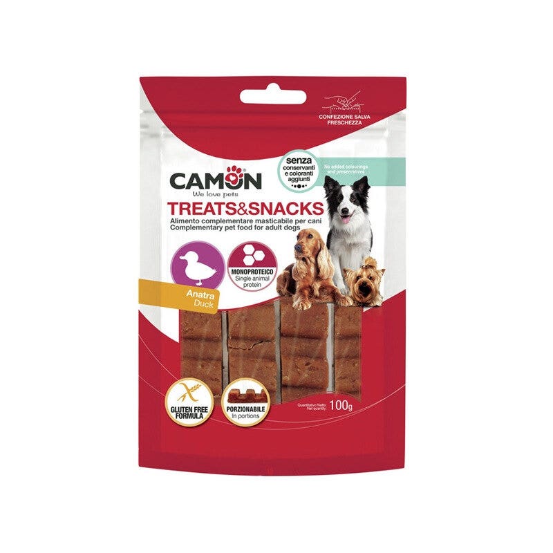 Camon Treats & Snacks Barre de canard à portionner pour chiens 100 g