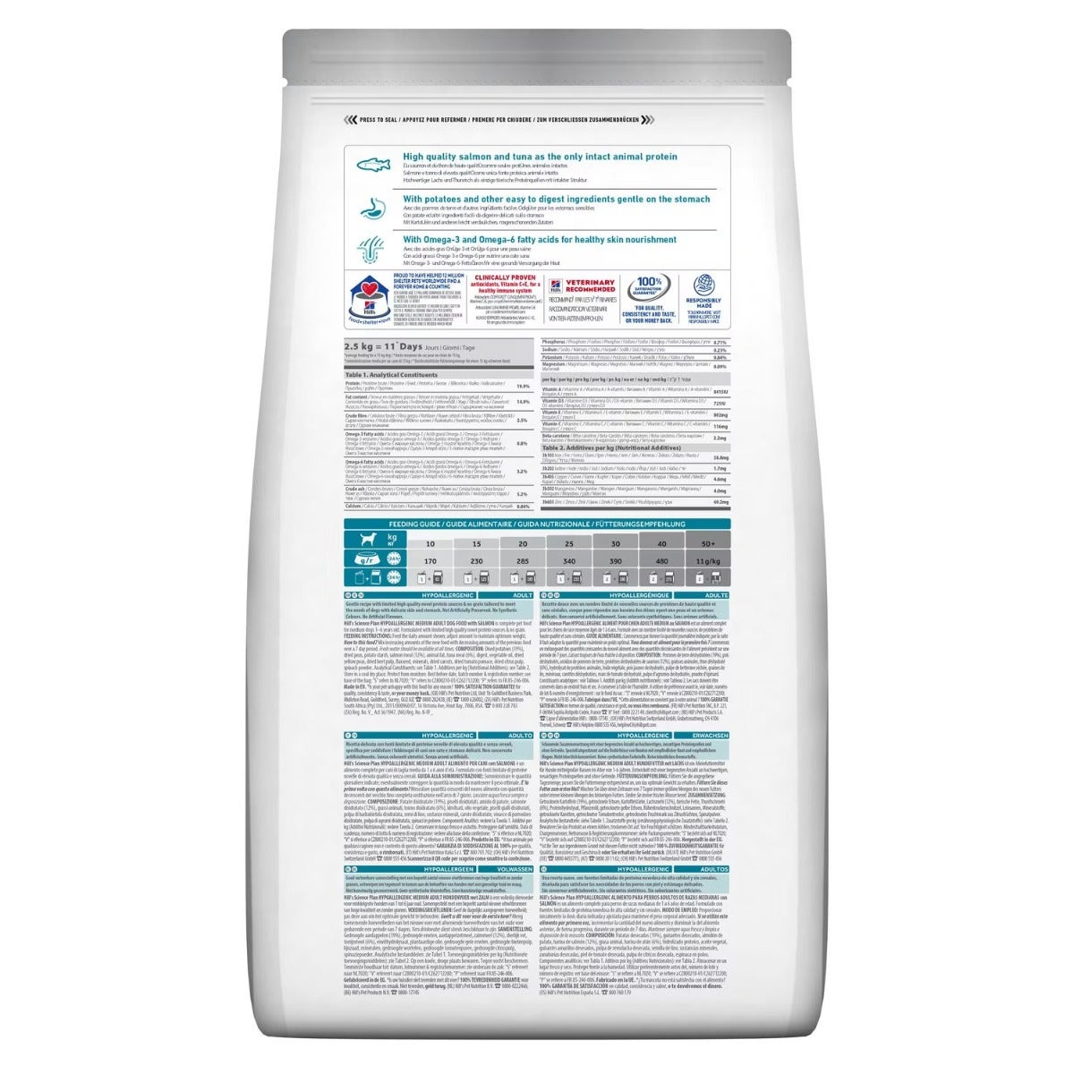Hill's Science Plan Hypoallergenic Adult Croquettes au saumon pour chiens de taille moyenne, sac de 2,5 kg