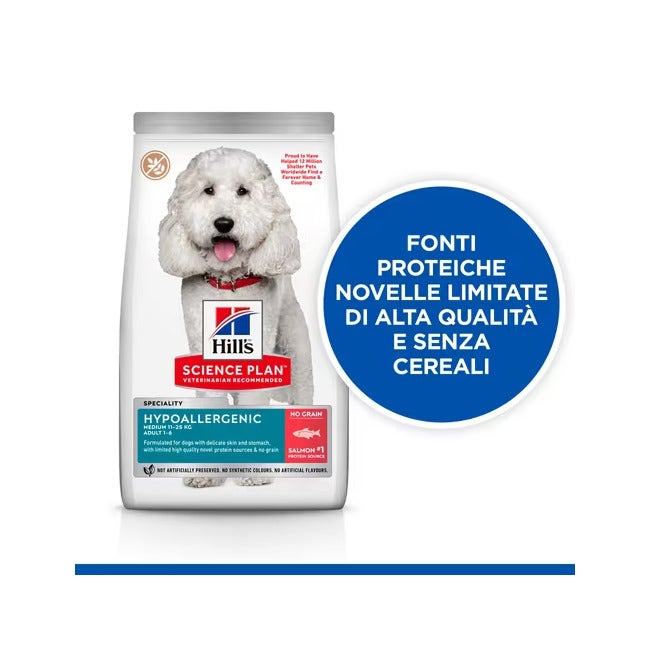 Hill's Science Plan Hypoallergenic Adult Croquettes au saumon pour chiens de taille moyenne, sac de 2,5 kg
