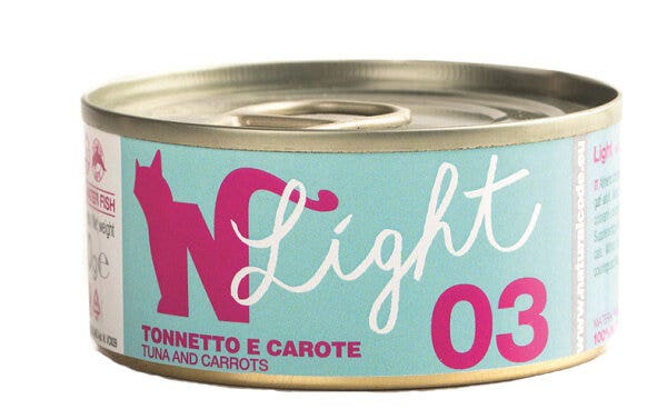 Natural Code Light 03 Thon et carottes pour chats adultes, boîte de 4 x 70 g