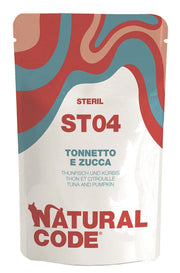Natural Code ST04 Thon et potiron pour chats adultes stérilisés, sachet de 70 g