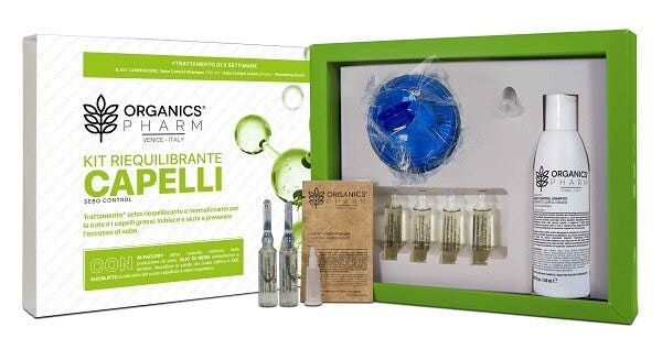 Organics Pharm Kit rééquilibrant pour cheveux : lotion 6 ampoules + shampooing 150 ml + brosse