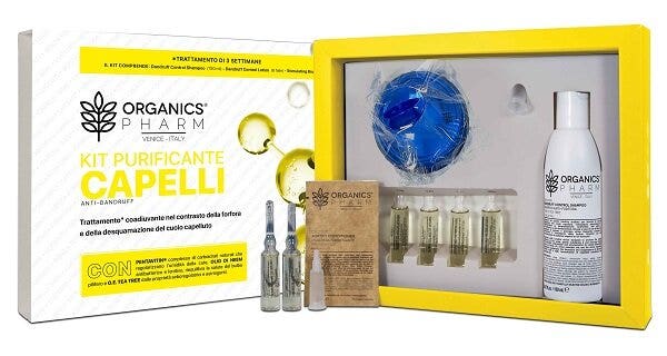 Organics Pharm Kit Purifiant Cheveux Lotion 6 Ampoules + Shampooing 150 ml + Brosse