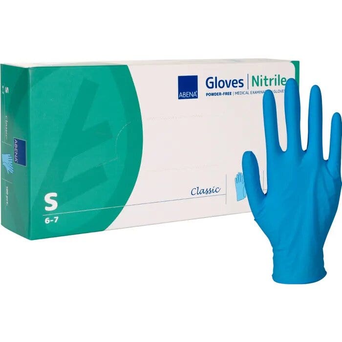 Abena Gants en nitrile non poudrés bleus taille S 100 pièces