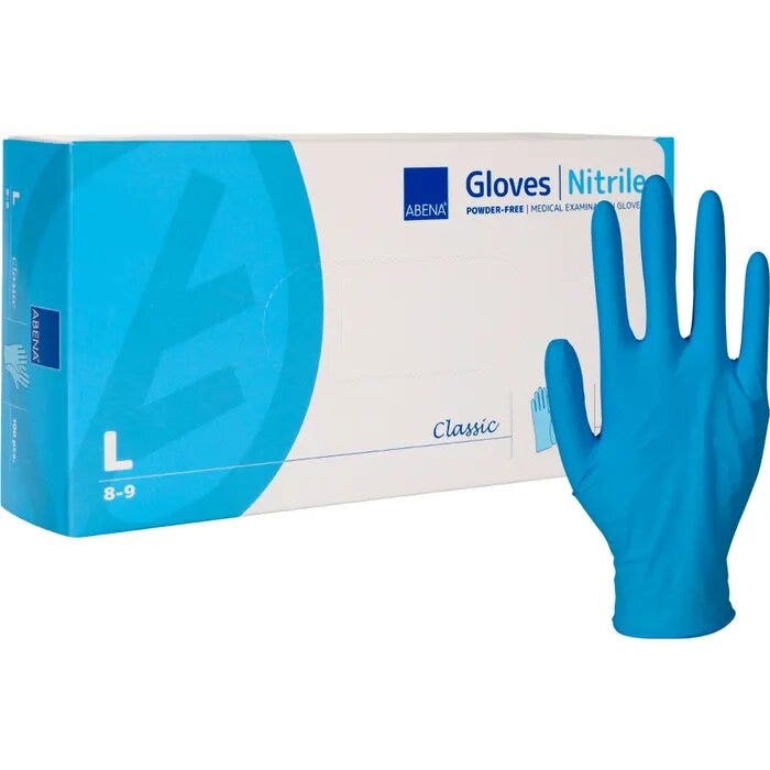 Abena Gant en nitrile bleu non poudré taille L - 100 pièces