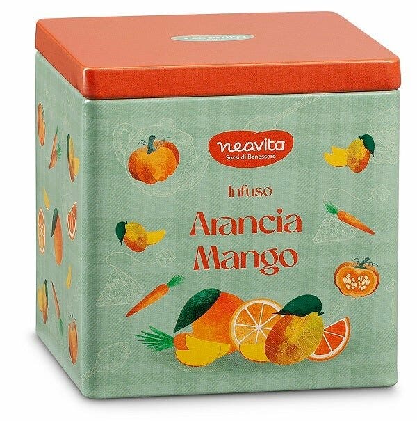 Neavita Infuso Arancia E Mango 10 Filtroscrigno In Square Tin Happy Fruits Verde