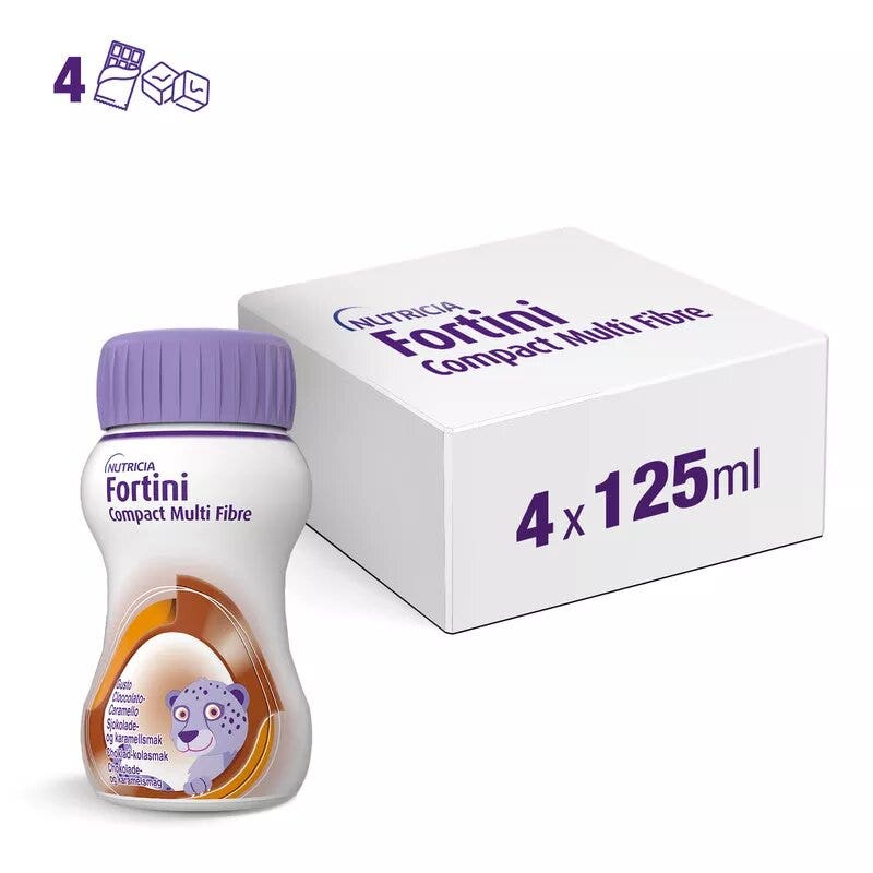Nutricia Fortini Compact Multifibre Chocolat et Caramel 4 x 125 ml