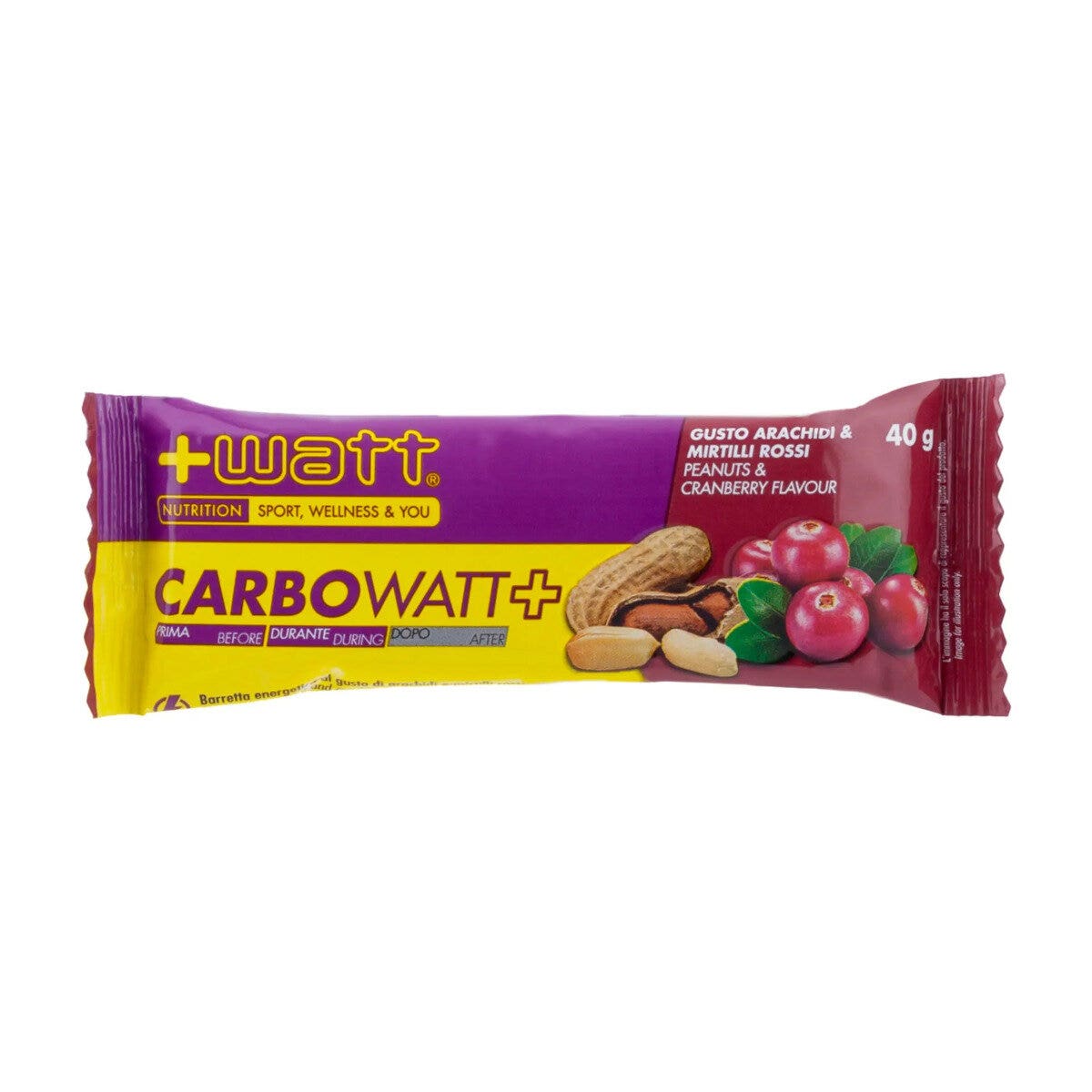 +Watt Carbowatt+ Barretta Energetica Gusto Arachidi & Mirtilli Rossi 40g