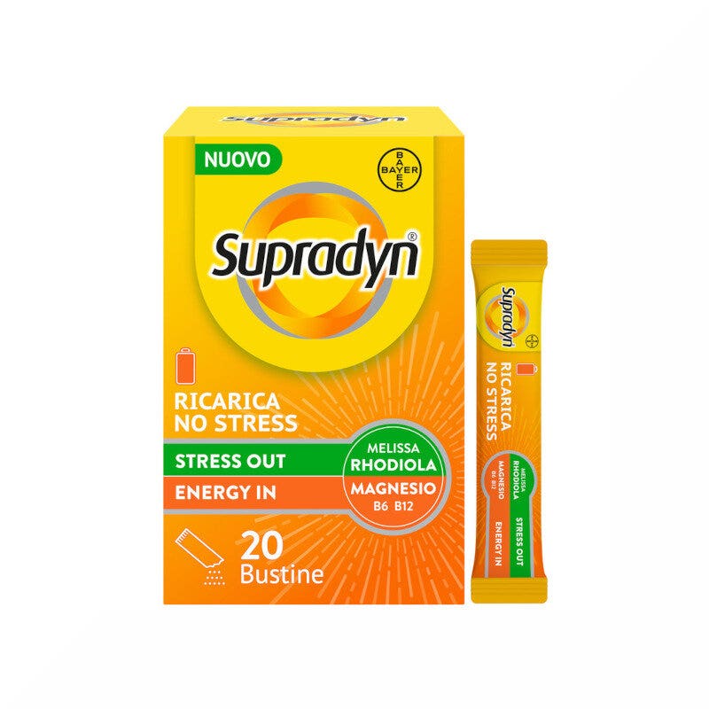 Supradyn Recharge No Stress Complément alimentaire à base de vitamines et de magnésium contre la fatigue due au stress 20 sachets