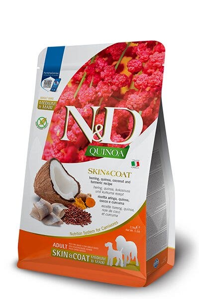 Farmina N&D Dog Medium & Maxi Quinoa Skin & Coat Herring pour chiens adultes 7 kg