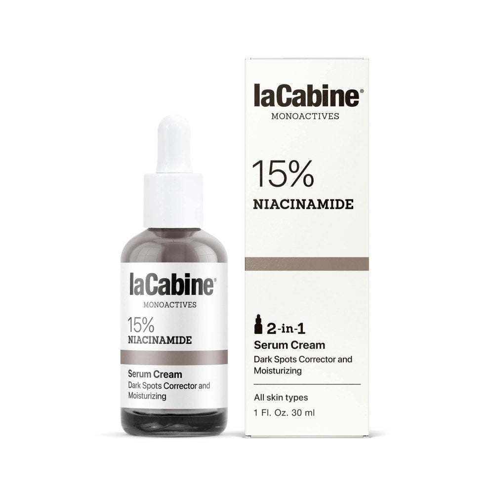 LaCabine 15 % Niacinamide Technologie 2 en 1 Sérum + Crème Hydratante Anti-Taches pour le Visage 30 ml
