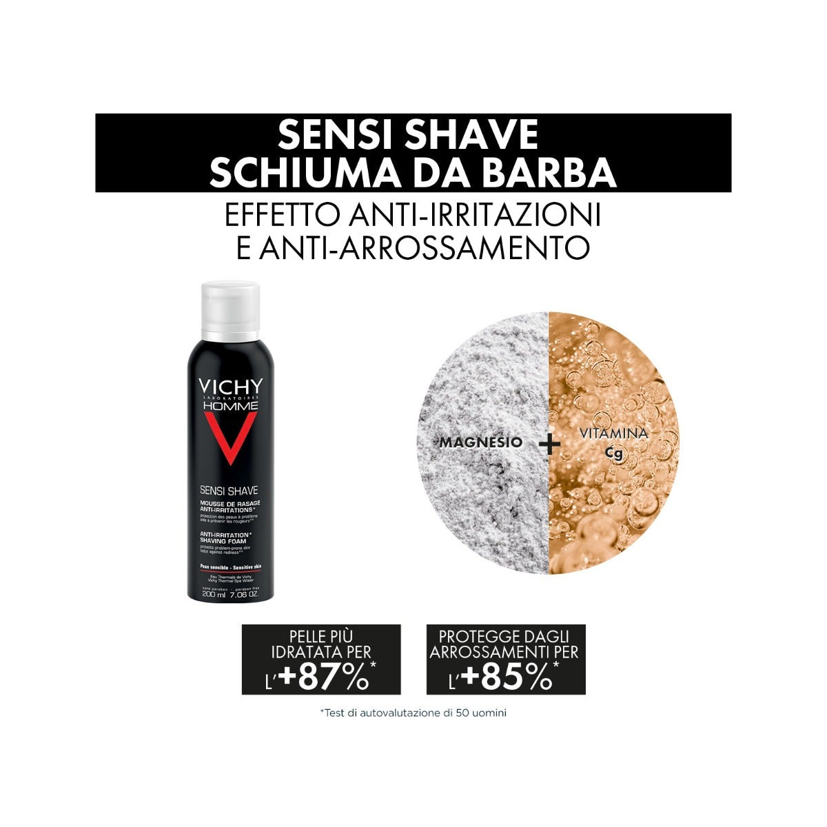 Vichy Coffret Cadeau de Noël pour Homme Hydra Mag C Gel Douche 200 ml + Sensi Shave Mousse à Raser 20 ml