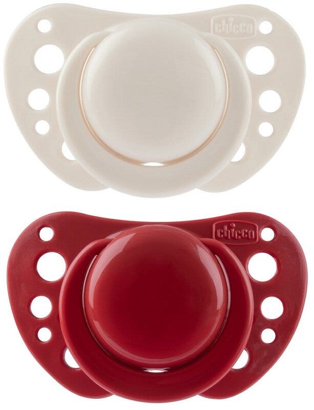 Chicco Sucette Air Rouge en silicone 6-16 mois, lot de 2