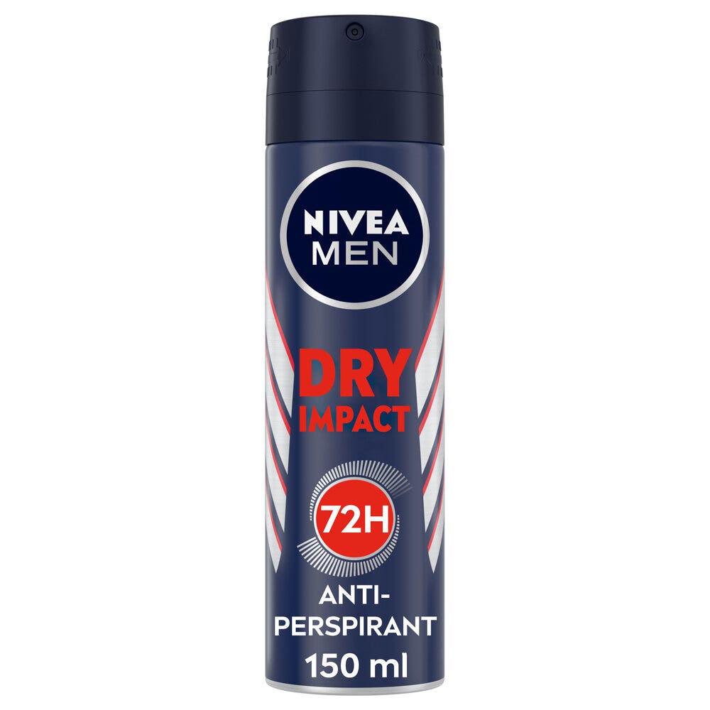 Nivea Men Dry Impact Déodorant spray pour homme, 72 h de protection anti-transpirante, 150 ml