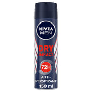 Nivea Men Dry Impact Déodorant spray pour homme, 72 h de protection anti-transpirante, 150 ml