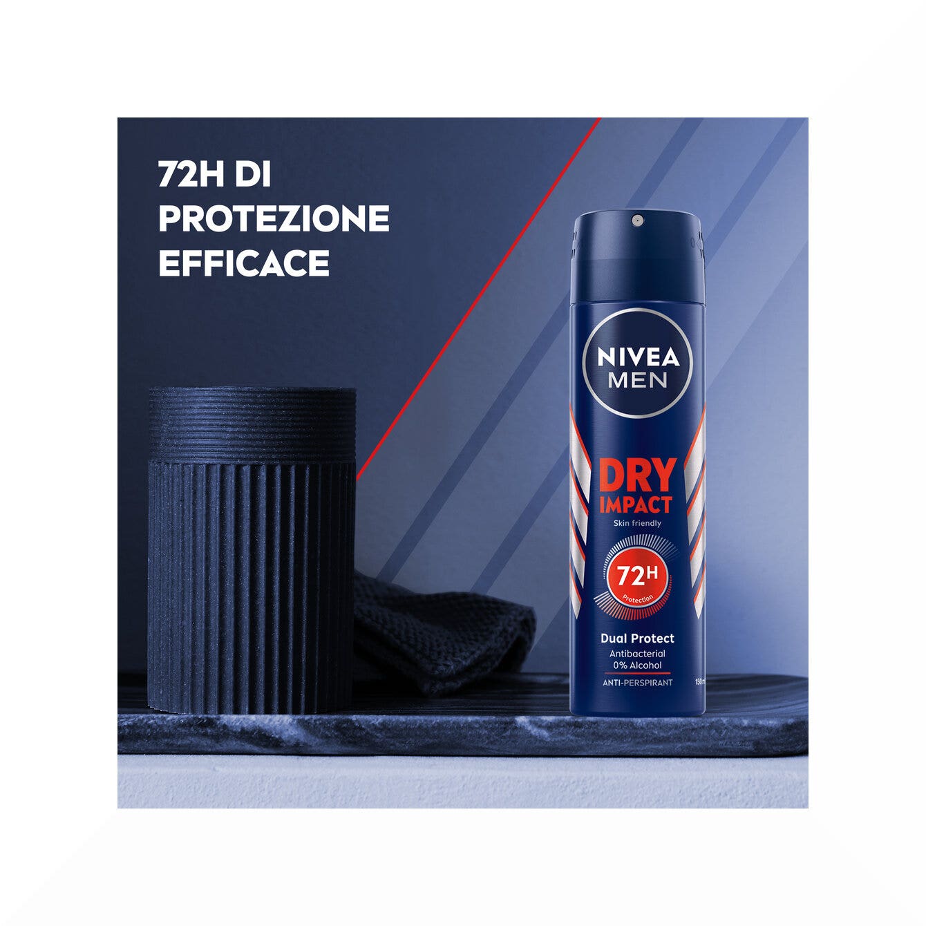 Nivea Men Dry Impact Déodorant spray pour homme, 72 h de protection anti-transpirante, 150 ml