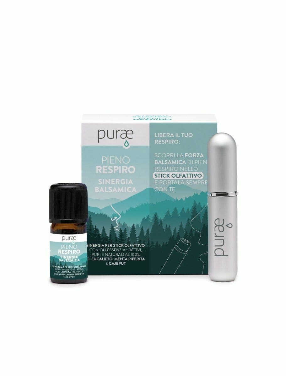 Purae Pieno Respiro Kit Synergie Balsamique pour Inhalation + Stick Olfactif