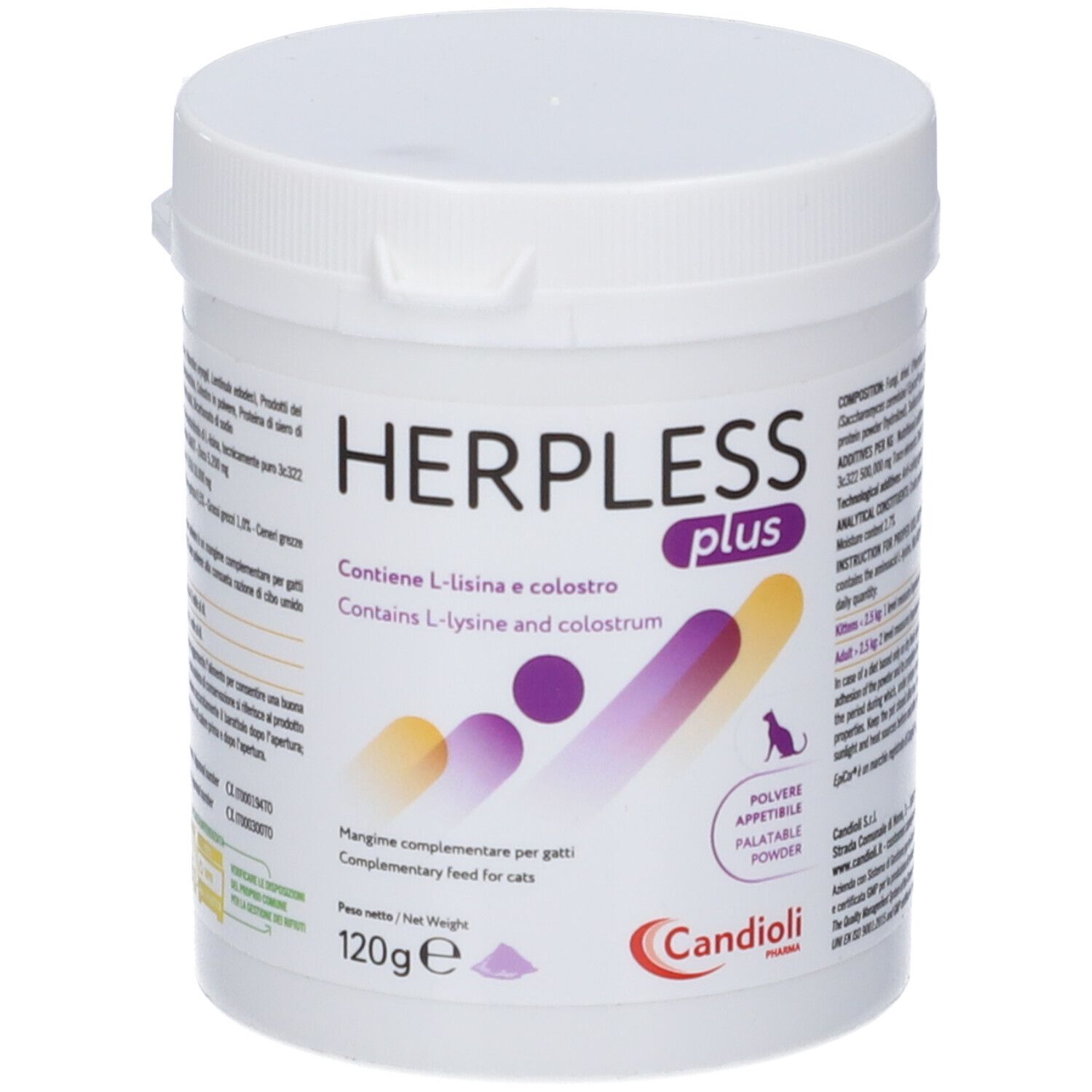 Candioli Herpless Plus Poudre Alimentaire Complémentaire pour les Défenses Immunitaires des Chats 120 g