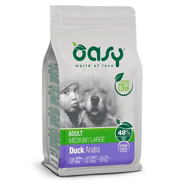 Oasy One Animal Protein Adult Medium & Large au canard pour chiens adultes 2,5 kg