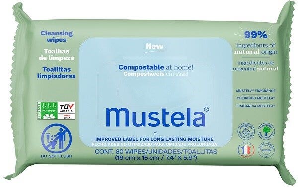 Mustela Lingettes compostables 60 pièces