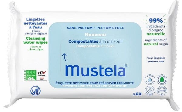 Lingettes à l'eau en coton 60 pièces